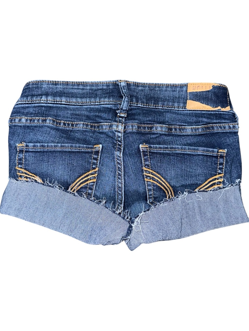 Hollister Low Rise Micro Mini Jean Booty Shorts Dark Wash Denim Sz 24 y2k grunge